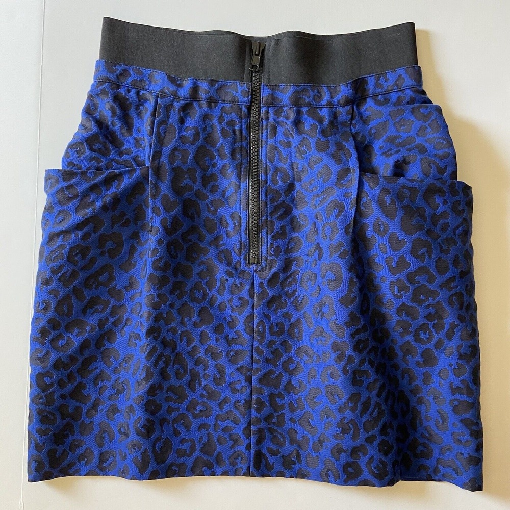 NWT 3.1 Phillip Lim Navy Blue & Black Cheetah Print Skirt Sz 8 MSRP $350 - Picture 2 of 9